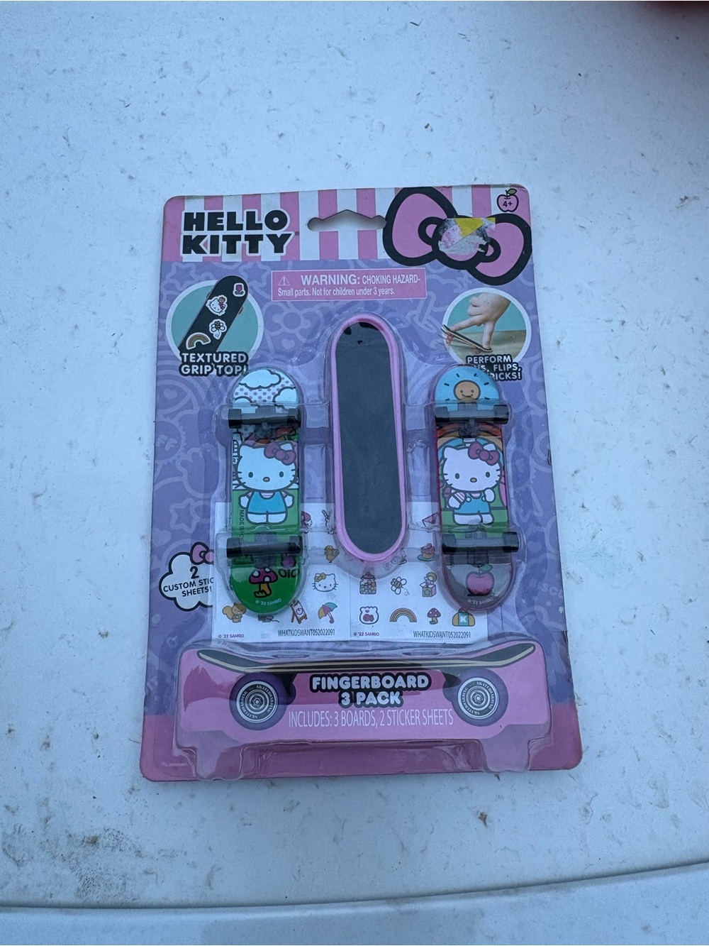 Hello Kitty Pink & Multicolor Fingerboard 3-Pack with Textured Grip